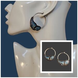 LUCKY BRAND Fairycore Double Sided Butterfly Cloisonne Hoop Earrings